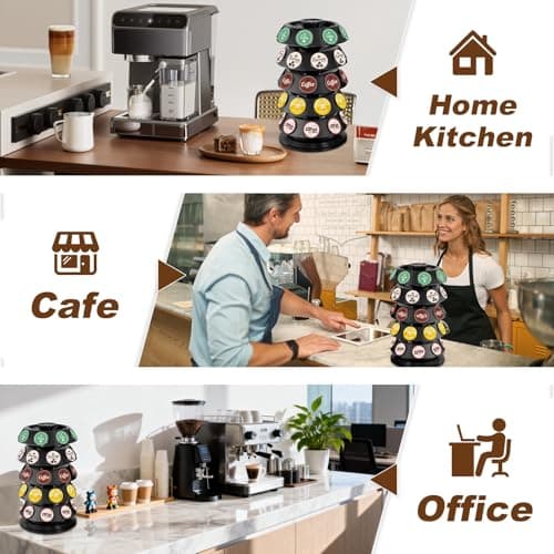 TOMSHUB K Cup Holder, Coffee Pod Holder for Keurig - 40 Capsule Spinning Organizer with 360° Turntable, Space Saving K Cup Storage for Kitchen Counter, Office & Coffee Bar - Thumbnail 4