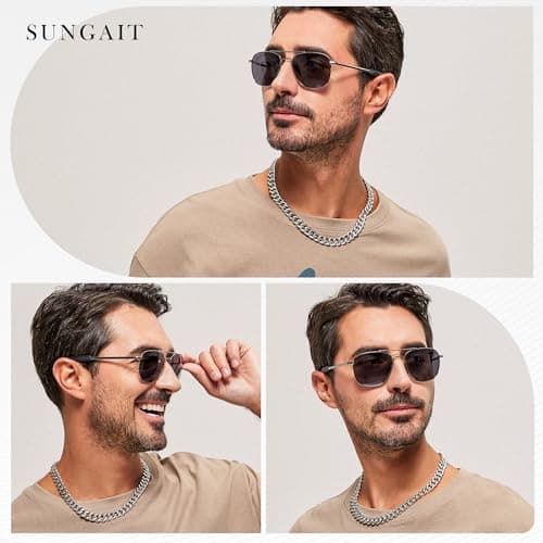 SUNGAIT Real Glass Lens Sunglasses for Men and Women: Military Style Pilot Aviator HD Shades with Upgraded Spring Hinge Bayonet Temples - Thumbnail 3