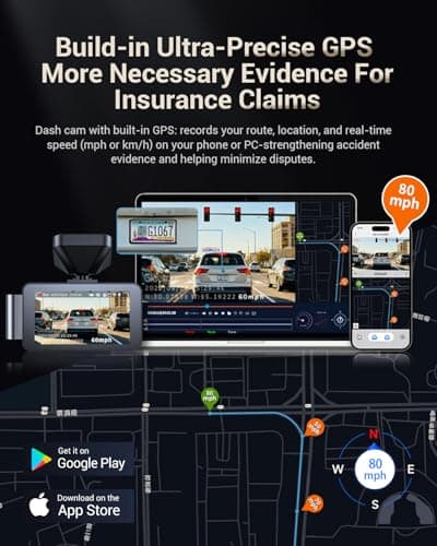 Gleetour Dash Cam Front and Rear, 4K HDR Dash Camera for Cars, 3" IPS Screen Dash Cam Built-in GPS with 5.8G WiFi UHD Night Vision Free 64G Card, Parking Monitor, G-Sensor - Thumbnail 4