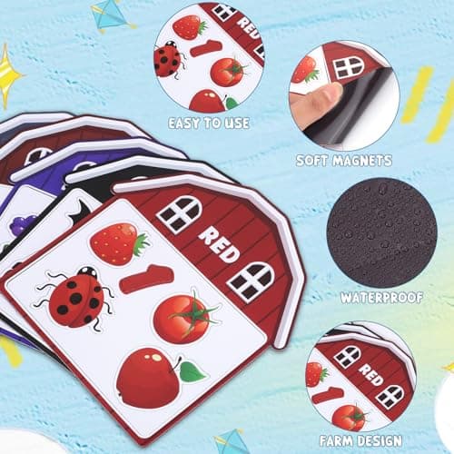 10Pcs Magnetic Color Sorting Toys 60 Toddler Magnets for Refrigerator, Cute Farm Animal Fridge Magnets for Early Education Toddler Color Sorting Learning Activities Boys Girls Gifts - Thumbnail 6
