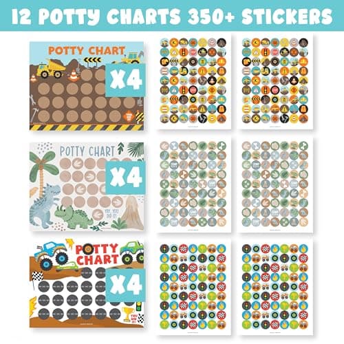 Hadley Designs Potty Training Chart for Toddler Boys - Bundle Sticker Chart for Kids Potty Training Rewards, Sticker Potty Chart for Toddlers Boys, Toilet Stickers Reward Chart for Kids 3 Fun Designs - Thumbnail 3