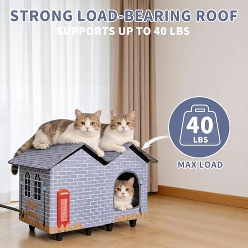 NAMOTEK Large Elevated Heated Cat Houses for Indoor/Outdoor Cats with Heated Cat Bed Waterproof， Insulated Providing Safe Feral Cats, Easy to Assemble Large (23" x 13" x 18") - Thumbnail 3