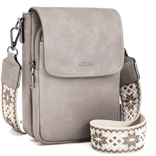 GEMIU Small Crossbody Bags for Women Crossbody Phone Purse With Built in Wallets Light Grey - Image 1