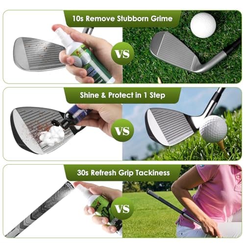 7-in-1 Golf Club Cleaning Kit - Club Cleaner, Grip Cleaner, Polish, Water-Spray Brush, Groove Cleaner, Magnetic Towel & Portable Bag | Restores Clubs, Removes Rust/Scratches, Renews Tackiness - Thumbnail 5
