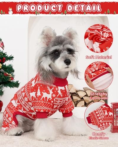 XPUDAC Christmas Matching Dog and Owner Pajamas Set Christmas Dog Pajamas Puppy Outfits for Small Medium Dogs Pet Clothes Pjs Doggie Bodysuit Cat Apparel, L - Thumbnail 4