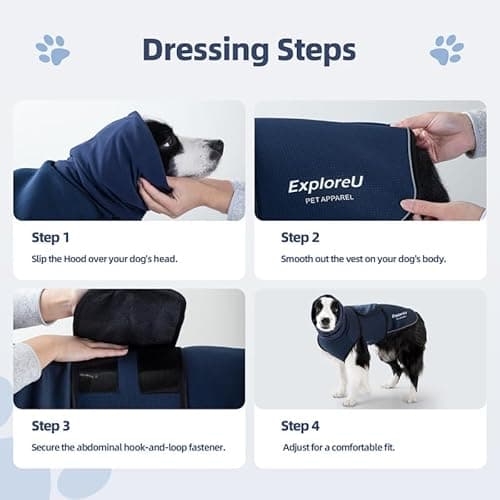 ExploreU Dog Anxiety Vest Skin-Friendly Thunder for Dogs, Dog Calming Shirt for Thunder, Fireworks, Vet Visits and Separation - Keep Pet Calm Without Medicine (Blue, M) - Thumbnail 3