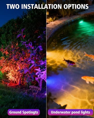 CORESLUX Solar Spot Lights Outdoor Waterproof IP68, 3-in-1 LED Color Changing Solar Landscape Lights, 2 Light Modes Pond Lights Landscape Path Lights for Outside Garden Yard Pond Pathway - Thumbnail 4