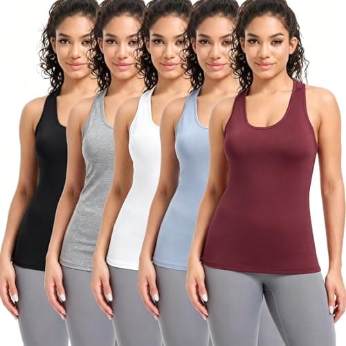 CYPER SUN 5 Pack Tank Tops for Women Seamless Athletic Workout Tops Moisture Wicking Sleeveless Gym Shirts for Yoga Running Fitness S - Image 1