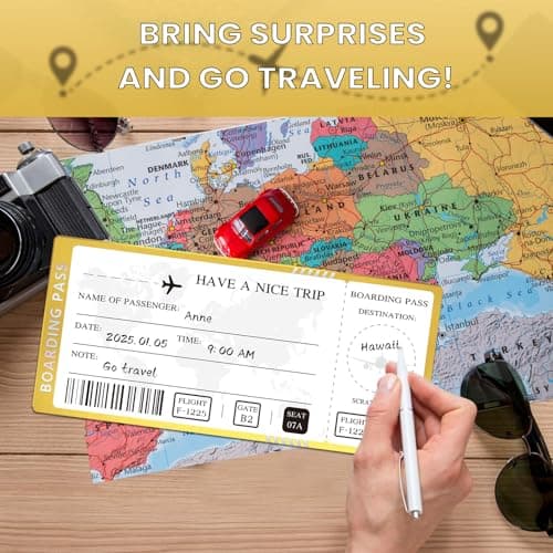 Golden Ticket Scratch Off with Envelopes and Seal, Golden Scratch Off Cards for Air Ticket Gift, Gold Surprise Gifts Tickets for Valentine's Day Birthday Girlfriends Vacation Couple Dating etc - Thumbnail 3