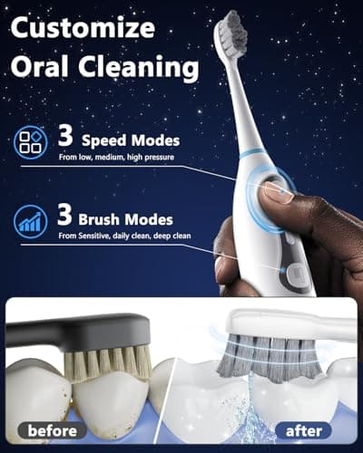 Electric Toothbrush with Water Flosser, 3-in-1 Sonic Brush & Oral Irrigator Combo for Adults, Cordless Brush & Floss System with 5 Brush Heads, 3 Modes, 30-Day Battery, for Braces & Sensitive Gums - Thumbnail 4