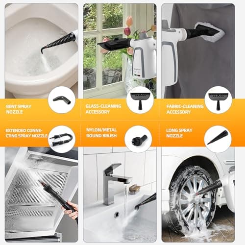 Spurgehom High-Pressure Steam Cleaner 1050W Fast Heating, 11-in-1 Multi-Surface Steamer with Safety Lock & 8 Accessories – Dirty-Free for Floors, Windows, Cars - Thumbnail 3