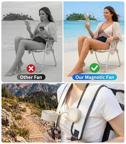 Magnetic Phone Clip Fan, Portable USB Rechargeable Personal Fan with 360° Flexible Gooseneck, 3 Speed Adjustable & Ultra-Wide Airflow, for iPhone, Shirt, Office, Desktop & Outdoor Travel (Begie) - Thumbnail 6