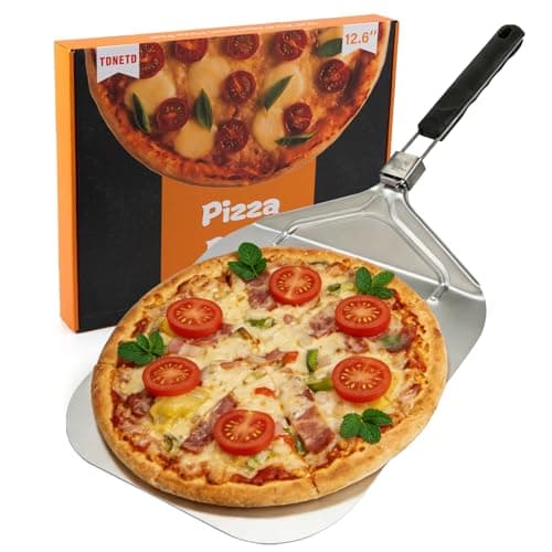 Aluminum Pizza Peel,12.6 Inch Metal Pizza Turning Peel,Pizza Paddle with Foldable Rubber Handle for Effortless Pizza Transfer & Easy Storage,Pizza Oven Accessories Tools for Indoor & Outdoor Grill - Image 1