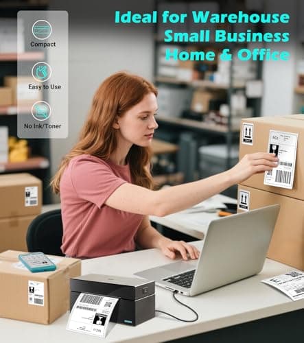 ORGBRO Thermal Shipping Label Printer, 4X6 Shipping Label Printer for Small Business Support Windows macOS Chrome Amazon Ebay Shopify USPS, Bluetooth & USB, Black - Thumbnail 6