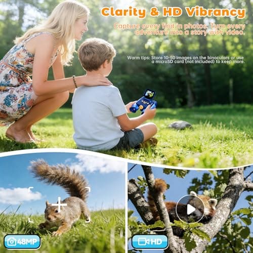 Binoculars for Kids with Night Vision - 48MP FHD Digital Camera Binoculars STEM Toy with 2.4" IPS Screen, 10X Optical Zoom, Rechargeable for 4-12 Years Old Boys & Girls, Outdoor Camping Birthday Gifts - Thumbnail 3