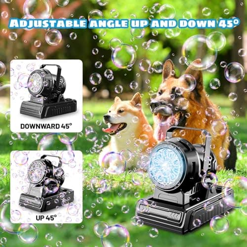 SHCKE Automatic Bubble Machine 10 Holes Bubble Blower,45° Adjustable,Dual Power USB-C or 4 AA Batteries,Top-Fill Portable Bubble Maker for Outdoor Birthday Party Pool Wedding Camping - Thumbnail 3