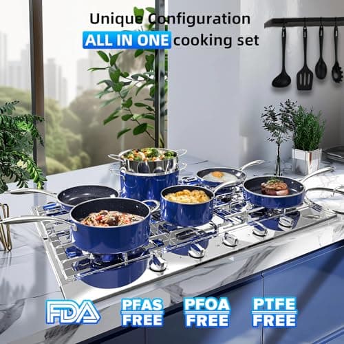 Deluxe DUXANO 14PC Healthy Pots and Pan With 9H Anti-scratch Coating, 2-Layer Non-Stick Ceramic&PFAS Free, Sensitively&Evenly Induction Cooking, Enhanced Flavor with Infrared Cookware, Dishwasher Safe - Thumbnail 3