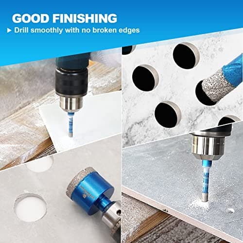 Diamond Core Drill Bit Set - BRSCHNITT Hole Saw Kit for Porcelain Tile Ceramic Marble Granite Drilling, 11pcs Bits with Triangle Shank（6/8/10/20/25/28/32/35/45/50/65mm）, KIT3, BDB54911405R103 - Thumbnail 4