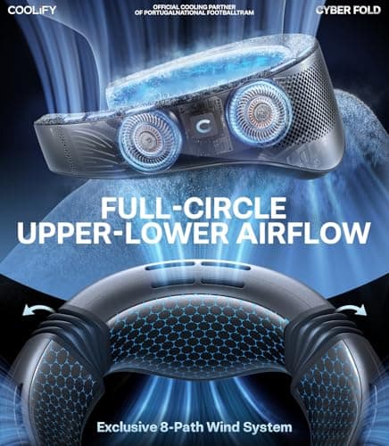 TORRAS 2026 COOLiFY Cyber Fold AI Neck Air Conditioner, Ultimate Cooling Max Cooling Area Neck Fan, Adjustable Strong Wind Neck Cooler for Neck & Face, Rechargeable Portable for Travel Outdoor, Black - Thumbnail 4