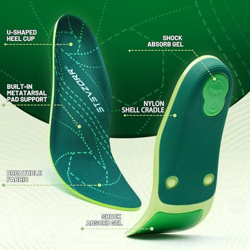 STSVZORR 210 lbs+ Metatarsalgia Insole Plantar Fasciitis Relief Pain Arch Support Insert Men Women Orthotic Flat Feet Heel Spur Comfort Standing All Day, Work Boot Shoe Insole, Size 11-295MM - Thumbnail 4