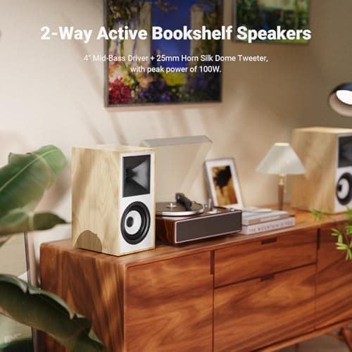 AIYIMA S4000 2.0 Studio Monitor Speakers,4 inch 80W Bluetooth Powered Bookshelf Speakers,XLR/6.5mm TRS/RCA Inputs, for Home Studio & Music - Thumbnail 6