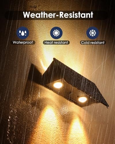 Solar Fence Lights with 4 Bulbs, 6 Pack WarmWhite Fence Lights Solar Powered, IP54 Waterproof Solar Wall Lights for Up&Down, Dusk to Dawn 12 Hours Auto Illuminate for Deck/Wall/Step/Patio/Yard/House - Thumbnail 3