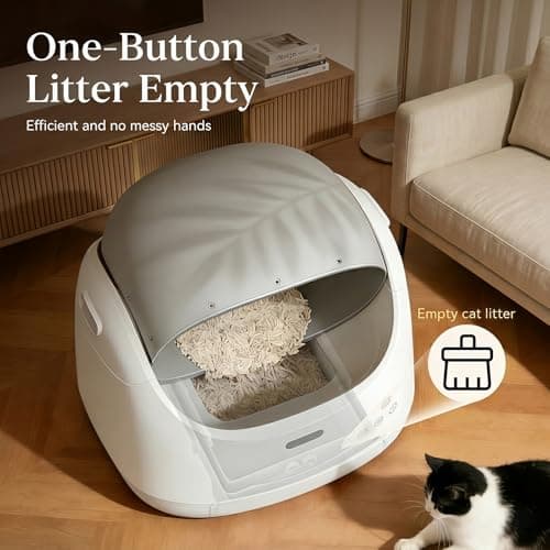 LAGBY Self Cleaning Litter Box, Open Top Automatic Litter Box with Cat Proximity Sensing, Anti-Pinch 100L Large Auto Robot for Multiple Cats, Including Litter Mat Waste Bag - Thumbnail 4