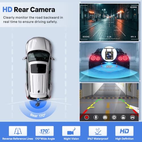 9" Wireless Apple Carplay Screen for Car with 4K Dash Cam, Portable Apple Carplay & Android Auto with 1080p Backup Camera DVR, Voice Control/GPS Navigation/Mirror Link/BT - Thumbnail 4