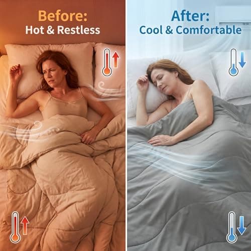 Cooling Comforter Queen, Cooling Blanket for Hot Sleepers & Night Sweats, Breathable Lightweight Comforter for Menopause & Summer, Dual Soft Cool-to-Touch, Oeko-TEX, Grey - Thumbnail 4