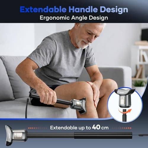 kensen Back Hair Trimmer – 2-in-1 Dual Blade (Foil + T-Blade) LED Power Display IPX6 Waterproof Type-C Fast Charging Extendable Handle for Men’s Body Grooming for Back Chest Shoulders Foot Hair - Thumbnail 3