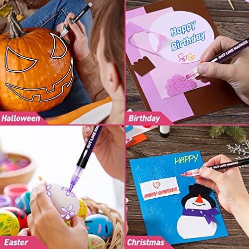GLOPUS Outline Glitter Markers, Teen Girl Gifts Trendy Stuff, Art Supplies for Kids 6-8 9-12, Crafts for Girls 8-12, 24 Self Outline Metallic Markers, Gift for 4-12 Year Old Girls, Stocking Stuffers - Thumbnail 2