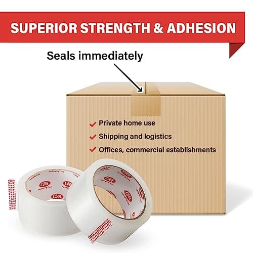 Simply Cool Packing Tape 36 Rolls, Clear Heavy Duty Shipping & Packaging Tape for Boxes, Moving, Mailing & Storage – Strong, 1.88” Wide x 100 Yards Per Roll, 3600 Yards Total - Thumbnail 4
