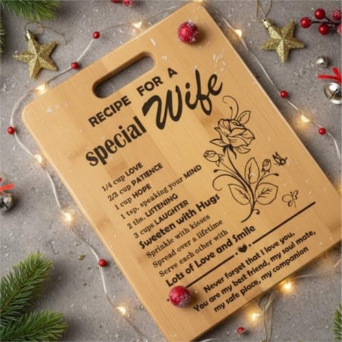 Gifts for Wife Birthday Gift Ideas, Recipe Cutting Board for Wife, Best Gifts for Christmas, Birthday Day, Valentines Day Gift Bamboo Cutting Board Kitchen Decor - Thumbnail 3