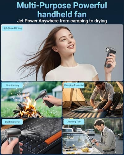 AuraliBrite 120KRPM Rechargeable Cordless Compressed Air Duster, Portable Electric Air Blower with 6 Adjustable Speeds & Turbo Fan, for Electronics PC Keyboard Car Outdoor Dust Cleaning & Snow Blowing - Thumbnail 4
