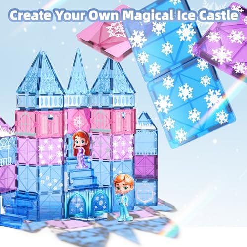 GobiDex Magnetic Building Blocks Princess Castle with 2 Dolls & Stairs, STEM Magnetic Tiles Building Toys for Kids Ages 3-5 4-8, Magnets Sensory Toddler Toys Birthday Gifts for 3+ Year Old Girls Boys - Thumbnail 6