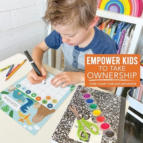 Sticker Chart for Kids Behavior at Home & Classroom - 25 Reward Chart for Kids Incentives, Gold Star Sticker Sheets, Dinosaur Incentive Charts for Classroom Must Haves - Thumbnail 6