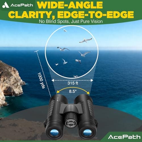 AcePath 15x56 Binoculars for Adults High Powered - Large View Binoculars with Clear Low Light Vision - Waterproof Compact Binocular for Hunting Camping Cruise Travel Bird Watching - Thumbnail 6
