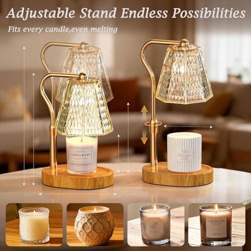 Candle Warmer Lamp with Timer Dimmable Mom Gifts, Adjustable Height Wax Warmer Lamp for Scented Candles Home Appliances White Elephant Gifts for Sister Friend (Ripple) - Thumbnail 6