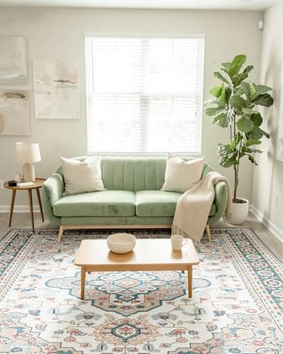 MINIDEAR 2x3 Area Rugs for Entryway Kitchen, Washable Rug Small Rugs for Bedroom Non Slip Vintage Rug with Floral Print Carpet Mat for Home, Khaki - Thumbnail 6