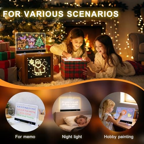 Led Drawing Board for Kids Doodle Board & Adults Message Board w 7 Dry Erase Markers Home Office Supplies and Back to School Supplies,6 Led Lights, Writing, Drawing Tablet & Tracing Paper - Thumbnail 6