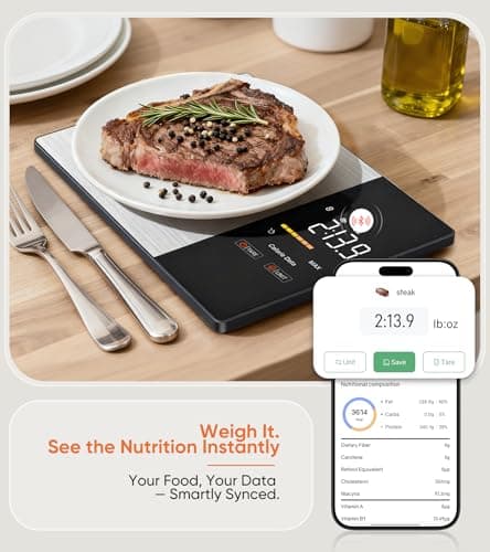 KUAIVO Smart Nutrition Food Scale with LED Display, Tracks Calories, Fat, Carbs & Protein via App, 1g Precision Digital Kitchen Scale for Healthy Eating & Meal Prep - Thumbnail 3