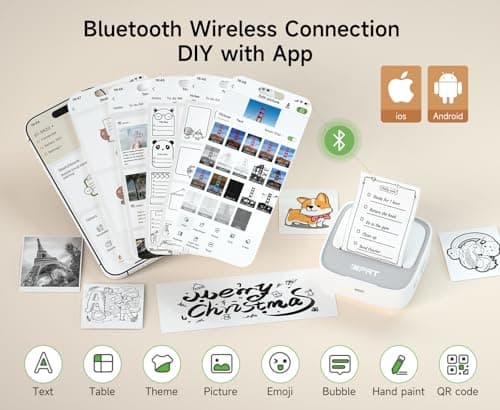 iDPRT Sticker Printer, Portable Sticker Maker Machine, Mini Inkless Bluetooth Thermal Printer for iPhone & Android, Pocket Printer for Labels, Barcodes, DIY Journaling, Kids Gift, Gray - Thumbnail 5