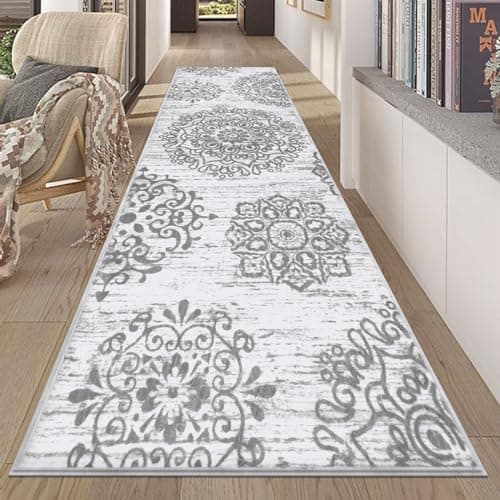HEBE Hallway Runner Rug 2'8''x8' Washable Vintage Distressed Area Rugs Non Slip Laundry Rug Runner Boho Floor Carpet Runners for Hallways Entryway Laundry Room Kitchen Bathroom - Image 1