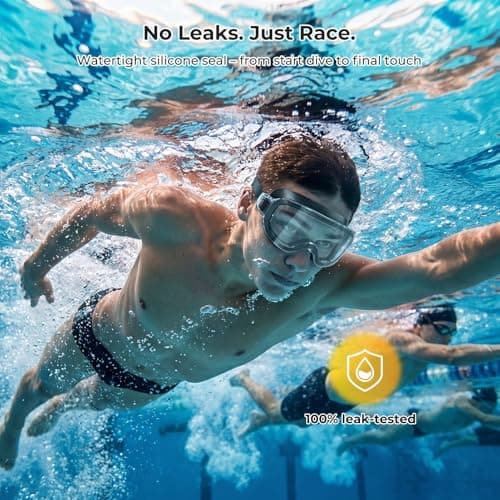 Aegend 2 Pack Swim Goggles For Youth Ages 8-16&Adult(Small Faces), Large Frameless Wide View No-Leak Silicone Seal Anti-Fog/UV, with Earplugs Nose Clips Mesh Bags for Teens Boys Girls Swimming - Thumbnail 6