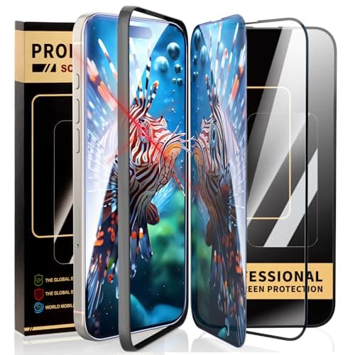 jpyyw 3 Pack Pack Screen Protector for iPhone 16 [6.1 inches] iPhone 15 iPhone 14 Tempered Glass Film, 2 HD 1 Anti Spy Privacy with Installation Frame [Drop Protection] 9H Hardness Scratch Resistant
