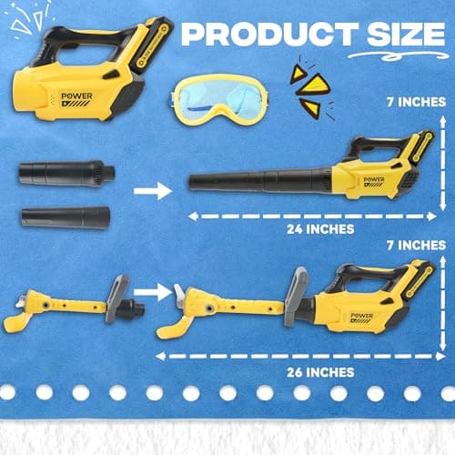 Toy Choi's 2-in-1 Kids Leaf Blower & Weed Trimmer Toy Set with Goggles, Realistic Sounds & Lights, Toddler Gardening Tools Pretend Play Outdoor Toys for Boys Girls Ages 3 4 5 6 7+ - Thumbnail 6