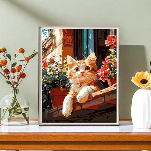 igoodom Cat Paint by Numbers Kit for Adults – Cat Adult Paint-by-Number on Canvas, DIY Acrylic Painting Set for Home Decor, 16x20in - Thumbnail 3