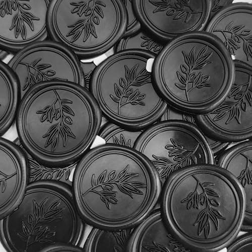 Pilloze 50Pcs Black Self-Adhesive Wax Seal Stickers - Wax Seal Perfect for Wedding Invitation or Envelope Good Adhesion and Easy to Use, Wedding Invitation Accessories