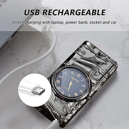 BABOBIU Electric Lighter Plasma Lighter Rechargeable Windproof Flameless Arc Lighters with USB Fast Charging Cool Sailboat Lighters Gift for Father's Day, Christmas, Birthday (Black) - Thumbnail 5