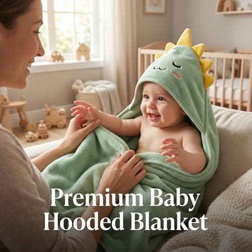 Personalized Baby Bath Towel for Newborn – Custom Animal Hooded Towel with Embroidered Name, Soft Coral Fleece Blanket for Toddlers 1-3, Highly Absorbent Bathrobe Blanket Gift for Boys & Girls - Thumbnail 3